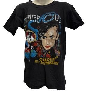 Vintage Boy George Black T-Shirt Culture Club Unisex S Graphic Single Stitch